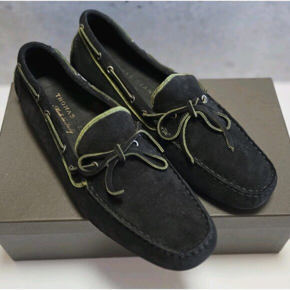 Thomas Dean Black Suede Italian Driver Moccasin Shoe Men\'s US 9 main image 7